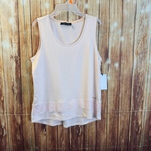 Ivanka Trump Women’s Light Pink Sleeveless Tank Top Lace Trim Size Large